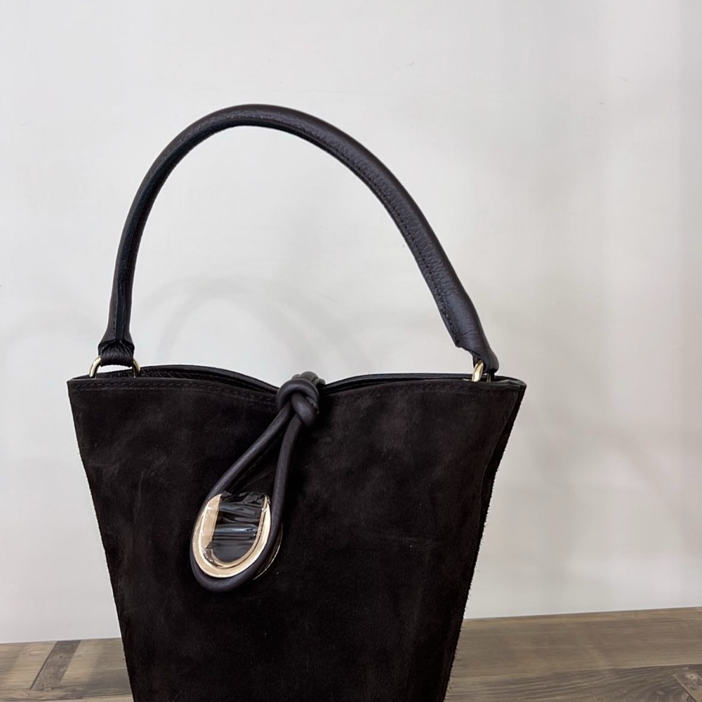 Italian Suede Leather Bucket Bag – Genuine Leather – Made in Italy Crossbody